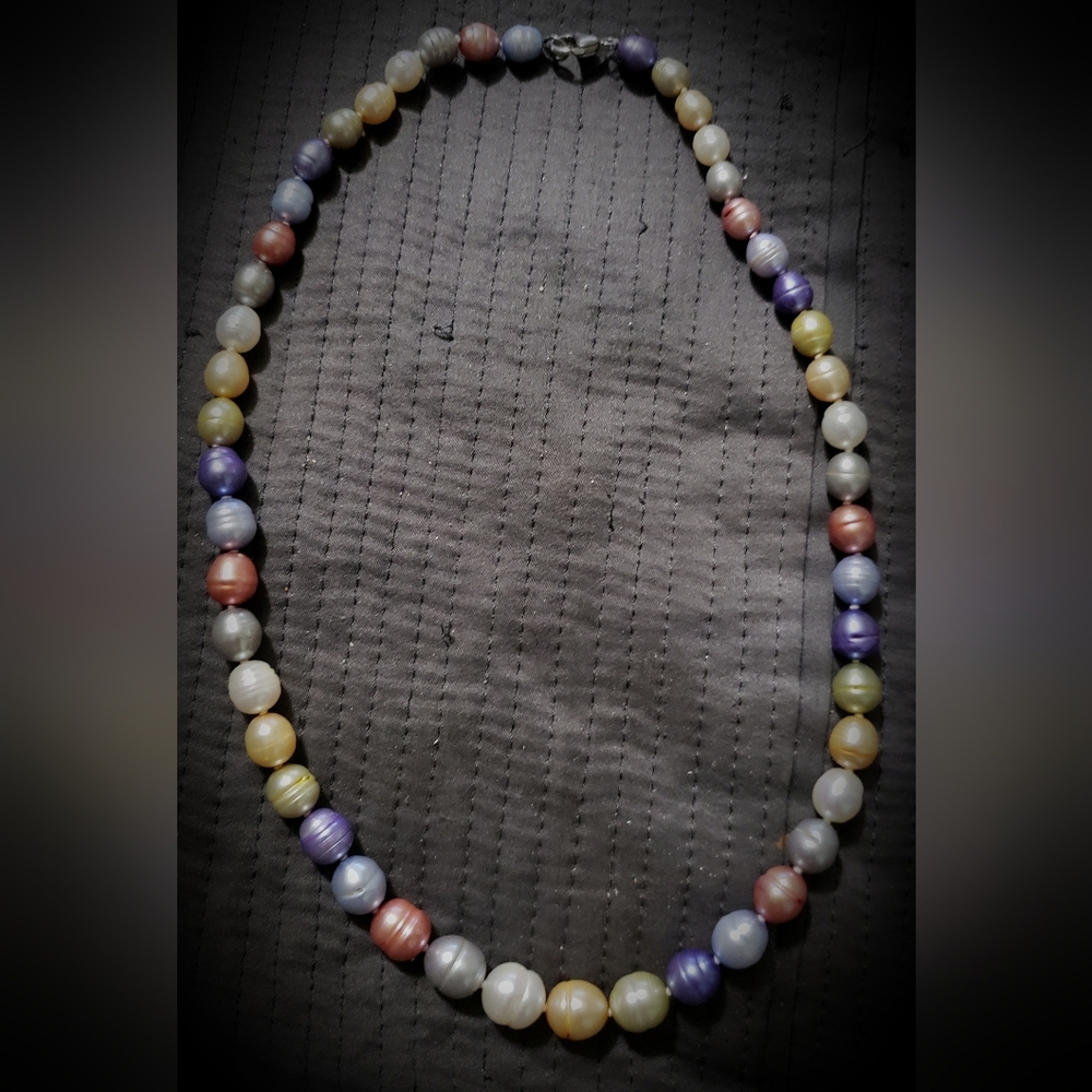 Honora Collection Multi-Color Pearl Necklace With Pouch And Box 925 And H Stamps - Picture 3 of 12